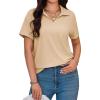 imageImily Bela Womens Short Sleeve Polo T Shirts V Neck Summer Casual Basic Tee TopsKhaki