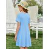 imageImily Bela Girls Summer Short Sleeve Dress A Line Swing Basic Skater Twirl Party Dresses 514 YearsBlue