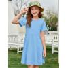 imageImily Bela Girls Summer Short Sleeve Dress A Line Swing Basic Skater Twirl Party Dresses 514 YearsBlue