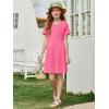 imageImily Bela Girls Summer Short Sleeve Dress A Line Swing Basic Skater Twirl Party Dresses 514 YearsBright Pink