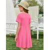 imageImily Bela Girls Summer Short Sleeve Dress A Line Swing Basic Skater Twirl Party Dresses 514 YearsBright Pink