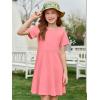 imageImily Bela Girls Summer Short Sleeve Dress A Line Swing Basic Skater Twirl Party Dresses 514 YearsCoral Powder