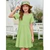 imageImily Bela Girls Summer Short Sleeve Dress A Line Swing Basic Skater Twirl Party Dresses 514 YearsLight Green