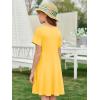 imageImily Bela Girls Summer Short Sleeve Dress A Line Swing Basic Skater Twirl Party Dresses 514 YearsYellow