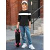 imageImily Bela Kids Boys T Shirts Casual Long Sleeve Color Block Tops Crewneck Loose Basic Tees 514 YearsBlack