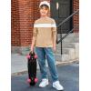 imageImily Bela Kids Boys T Shirts Casual Long Sleeve Color Block Tops Crewneck Loose Basic Tees 514 YearsKhaki