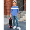 imageImily Bela Kids Boys T Shirts Casual Long Sleeve Color Block Tops Crewneck Loose Basic Tees 514 YearsRoyal Blue