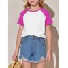 imageImily Bela Kids Girls T Shirts Casual Raglan Short Sleeve Crewneck Color Block Summer Tees 514 YearsBright Pink