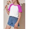 imageImily Bela Kids Girls T Shirts Casual Raglan Short Sleeve Crewneck Color Block Summer Tees 514 YearsBright Pink