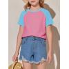 imageImily Bela Kids Girls T Shirts Casual Raglan Short Sleeve Crewneck Color Block Summer Tees 514 YearsDust Pink
