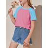 imageImily Bela Kids Girls T Shirts Casual Raglan Short Sleeve Crewneck Color Block Summer Tees 514 YearsDust Pink
