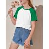 imageImily Bela Kids Girls T Shirts Casual Raglan Short Sleeve Crewneck Color Block Summer Tees 514 YearsGreen