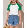 imageImily Bela Kids Girls T Shirts Casual Raglan Short Sleeve Crewneck Color Block Summer Tees 514 YearsGreen