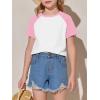 imageImily Bela Kids Girls T Shirts Casual Raglan Short Sleeve Crewneck Color Block Summer Tees 514 YearsLight Pink