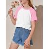 imageImily Bela Kids Girls T Shirts Casual Raglan Short Sleeve Crewneck Color Block Summer Tees 514 YearsLight Pink