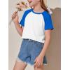 imageImily Bela Kids Girls T Shirts Casual Raglan Short Sleeve Crewneck Color Block Summer Tees 514 YearsRoyal Blue