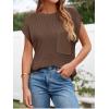 imageImily Bela Summer Short Sleeve Sweater for Women 2025 Crew Neck Ribbed Knit Vests Trendy Pullover TopsCoffee