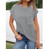 imageImily Bela Summer Short Sleeve Sweater for Women 2025 Crew Neck Ribbed Knit Vests Trendy Pullover TopsGrey