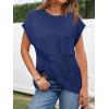 imageImily Bela Summer Short Sleeve Sweater for Women 2025 Crew Neck Ribbed Knit Vests Trendy Pullover TopsNavy