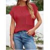 imageImily Bela Summer Short Sleeve Sweater for Women 2025 Crew Neck Ribbed Knit Vests Trendy Pullover TopsRed