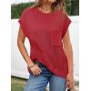 imageImily Bela Summer Short Sleeve Sweater for Women 2025 Crew Neck Ribbed Knit Vests Trendy Pullover TopsRed