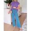 imageImily Bela Summer Short Sleeve Sweater for Women 2025 Crew Neck Ribbed Knit Vests Trendy Pullover TopsViolet