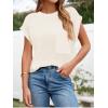 imageImily Bela Summer Short Sleeve Sweater for Women 2025 Crew Neck Ribbed Knit Vests Trendy Pullover TopsWhite