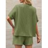 imageImily Bela Womens 2 Piece Outfits 2025 Oversized Summer Short Sets Casual Beach Ribbed Short Sleeve Matching SetArmy Green