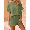 imageImily Bela Womens 2 Piece Outfits 2025 Oversized Summer Short Sets Casual Beach Ribbed Short Sleeve Matching SetArmy Green