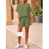 imageImily Bela Womens 2 Piece Outfits 2025 Oversized Summer Short Sets Casual Beach Ribbed Short Sleeve Matching SetArmy Green