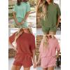 imageImily Bela Womens 2 Piece Outfits 2025 Oversized Summer Short Sets Casual Beach Ribbed Short Sleeve Matching SetArmy Green