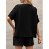imageImily Bela Womens 2 Piece Outfits 2025 Oversized Summer Short Sets Casual Beach Ribbed Short Sleeve Matching SetBlack