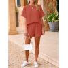 imageImily Bela Womens 2 Piece Outfits 2025 Oversized Summer Short Sets Casual Beach Ribbed Short Sleeve Matching SetBrick Red