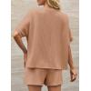 imageImily Bela Womens 2 Piece Outfits 2025 Oversized Summer Short Sets Casual Beach Ribbed Short Sleeve Matching SetKhaki