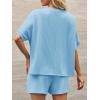 imageImily Bela Womens 2 Piece Outfits 2025 Oversized Summer Short Sets Casual Beach Ribbed Short Sleeve Matching SetLight Blue