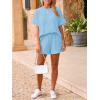 imageImily Bela Womens 2 Piece Outfits 2025 Oversized Summer Short Sets Casual Beach Ribbed Short Sleeve Matching SetLight Blue