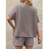 imageImily Bela Womens 2 Piece Outfits 2025 Oversized Summer Short Sets Casual Beach Ribbed Short Sleeve Matching SetLight Grey