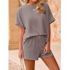 imageImily Bela Womens 2 Piece Outfits 2025 Oversized Summer Short Sets Casual Beach Ribbed Short Sleeve Matching SetLight Grey
