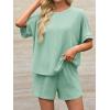 imageImily Bela Womens 2 Piece Outfits 2025 Oversized Summer Short Sets Casual Beach Ribbed Short Sleeve Matching SetMint