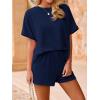 imageImily Bela Womens 2 Piece Outfits 2025 Oversized Summer Short Sets Casual Beach Ribbed Short Sleeve Matching SetNavy