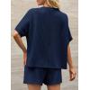 imageImily Bela Womens 2 Piece Outfits 2025 Oversized Summer Short Sets Casual Beach Ribbed Short Sleeve Matching SetNavy