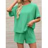 imageImily Bela Womens 2 Piece Outfits 2025 Oversized Summer Short Sets Casual Beach Ribbed Short Sleeve Matching SetOlive Drab