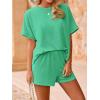 imageImily Bela Womens 2 Piece Outfits 2025 Oversized Summer Short Sets Casual Beach Ribbed Short Sleeve Matching SetOlive Drab