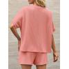 imageImily Bela Womens 2 Piece Outfits 2025 Oversized Summer Short Sets Casual Beach Ribbed Short Sleeve Matching SetOrange Red