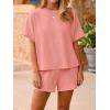 imageImily Bela Womens 2 Piece Outfits 2025 Oversized Summer Short Sets Casual Beach Ribbed Short Sleeve Matching SetOrange Red