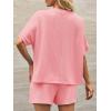 imageImily Bela Womens 2 Piece Outfits 2025 Oversized Summer Short Sets Casual Beach Ribbed Short Sleeve Matching SetPink