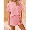 imageImily Bela Womens 2 Piece Outfits 2025 Oversized Summer Short Sets Casual Beach Ribbed Short Sleeve Matching SetPink