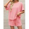imageImily Bela Womens 2 Piece Outfits 2025 Oversized Summer Short Sets Casual Beach Ribbed Short Sleeve Matching SetPink