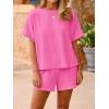 imageImily Bela Womens 2 Piece Outfits 2025 Oversized Summer Short Sets Casual Beach Ribbed Short Sleeve Matching SetRose Red