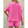 imageImily Bela Womens 2 Piece Outfits 2025 Oversized Summer Short Sets Casual Beach Ribbed Short Sleeve Matching SetRose Red